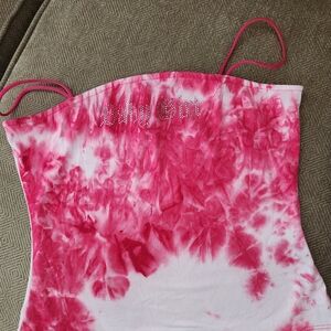 Add Rose Pink Tie-Dye Tank Top